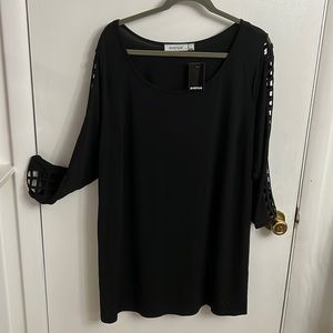 Avenue | Black Blouse with cut out sleeve design | 1x